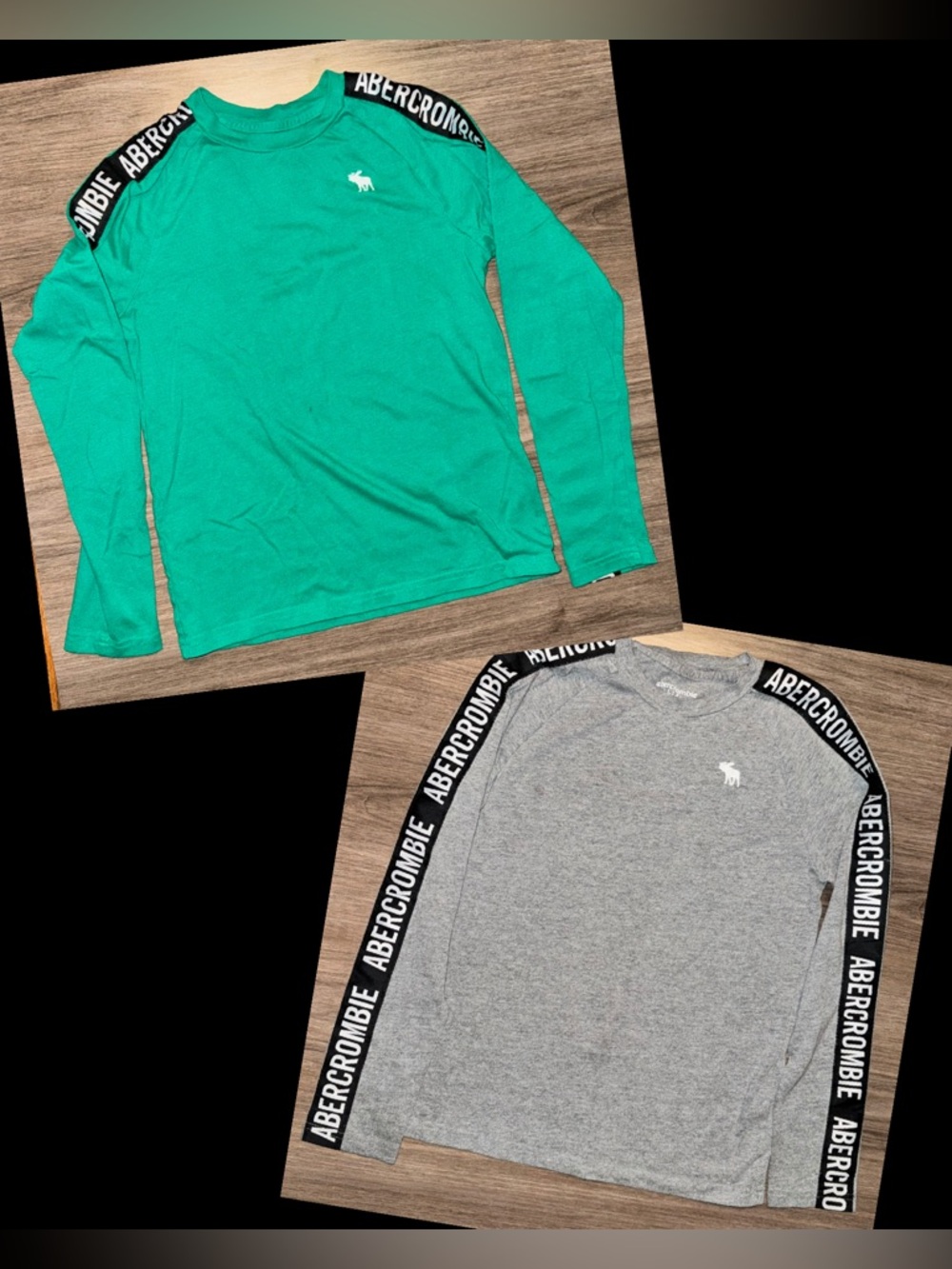 🌸EUC, Abercrombie Kids Green and Gray Long Sleeve Tees *BUNDLE*, size 11/12,